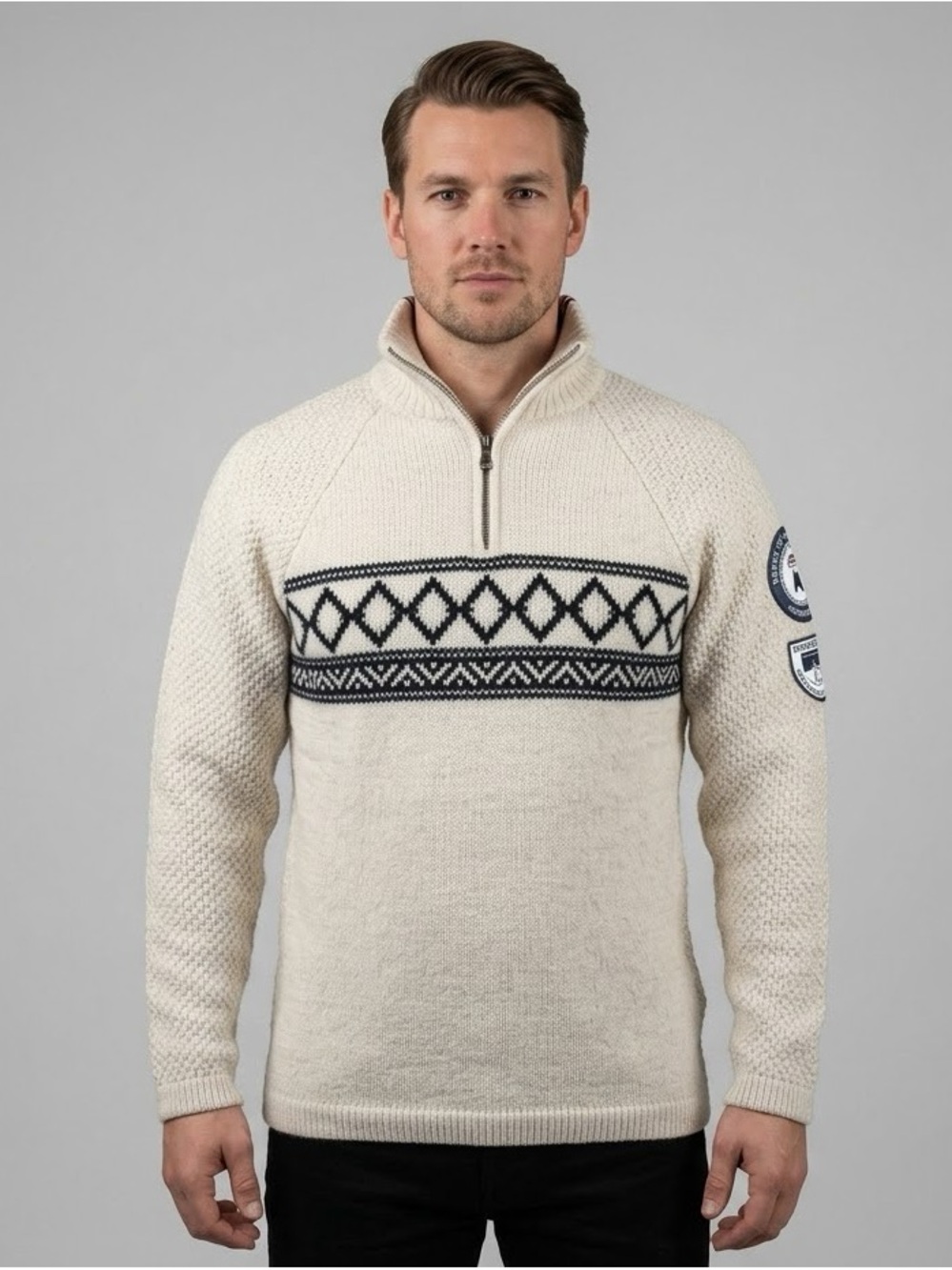 Amundsen Sports Oslo Boiled Merino Wool Half Zip Ski Sweater Norwegian Pullover